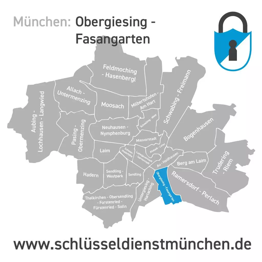 Schlüsseldienst München Obergiesing-Fasangarten Karte